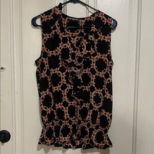 Karl Lagerfeld Black and Pink Floral Blouse